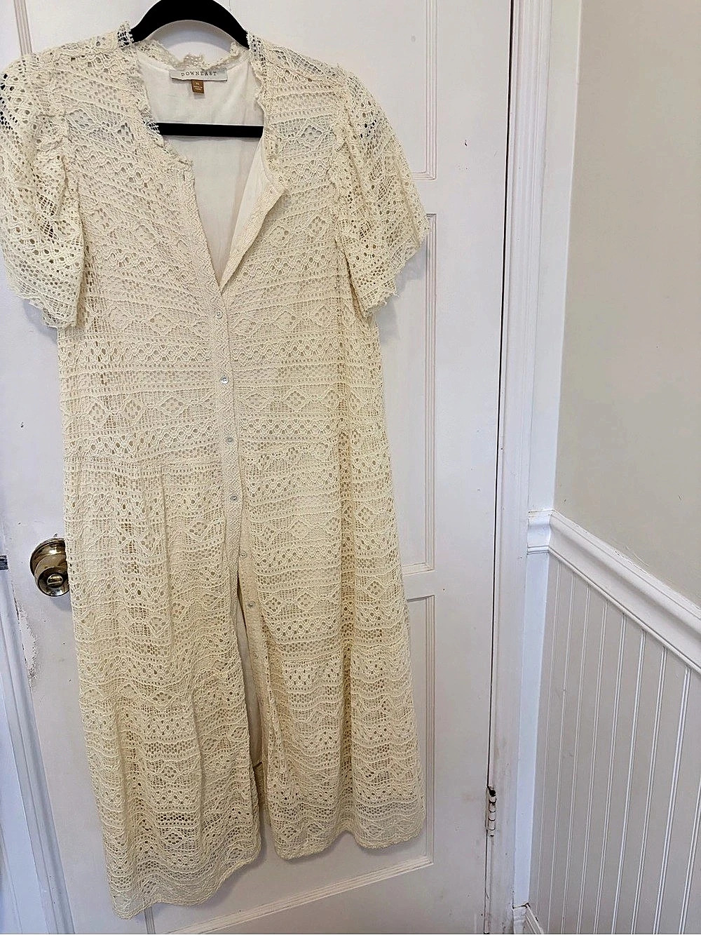 Downeast Crochet Maxi Dress in Cream Size XL Like New
